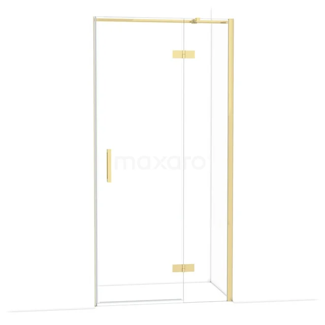 Diamond Douchedeur | 100 cm Glanzend lichtgoud Helder glas Draaideur DDB22461310GLG