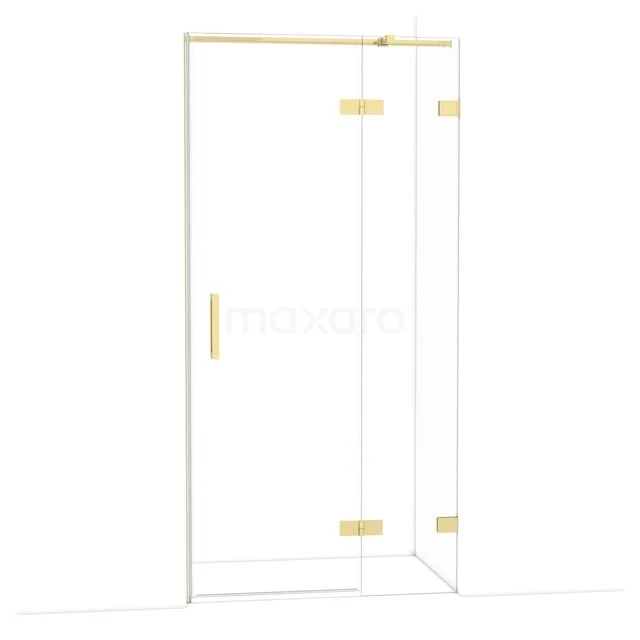 Diamond Douchedeur | 100 cm Glanzend lichtgoud Helder glas Draaideur DDB22461320GLG