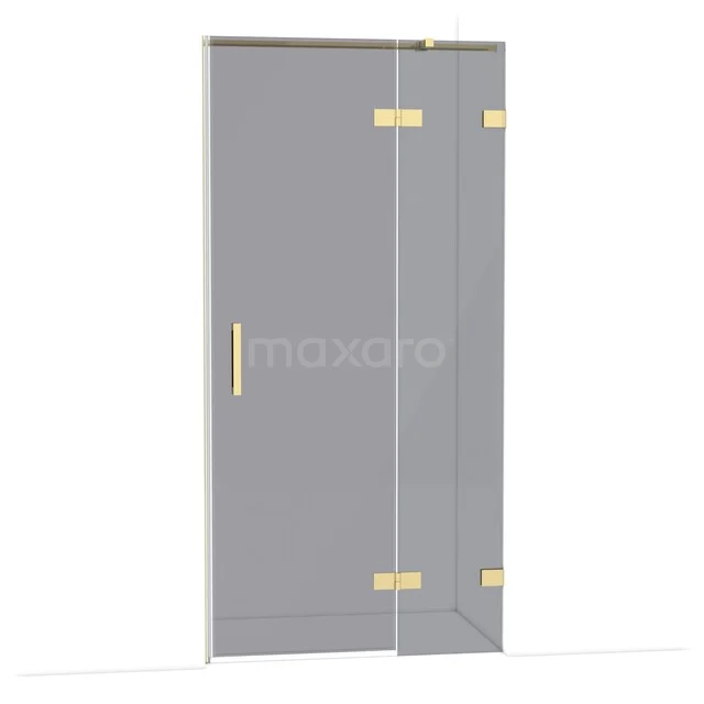 Diamond Shower door | 100 cm Shiny light gold Smoke glass Pivot door DDB22461321GLG Glass shower door with gold-coloured hinges, minimalist design. Perfect for a modern bathroom.