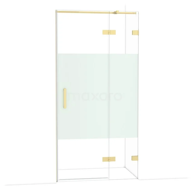Diamond Douchedeur | 100 cm Glanzend lichtgoud Helder met matte strook Draaideur DDB22461323GLG Diamond Douchedeur | 100 cm Glanzend lichtgoud Helder met matte strook Draaideur DDB22461323GLG