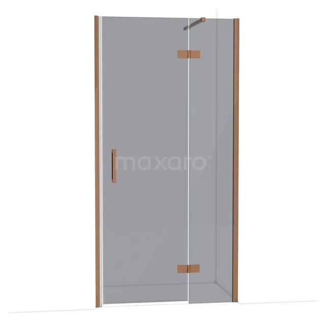 Diamond Duschtür | 100 cm Glänzendes Kupfer Rauchglas Drehtür DDB22462111GKP Glasene Duschtür mit Messingscharnieren und Griff, geeignet für moderne Bäder.