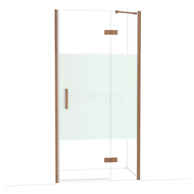 Diamond Shower door | 100 cm Glanzend koper Clear with matt strip Pivot door DDB22462213GKP Diamond Shower door | 100 cm Glanzend koper Clear with matt strip Pivot door DDB22462213GKP