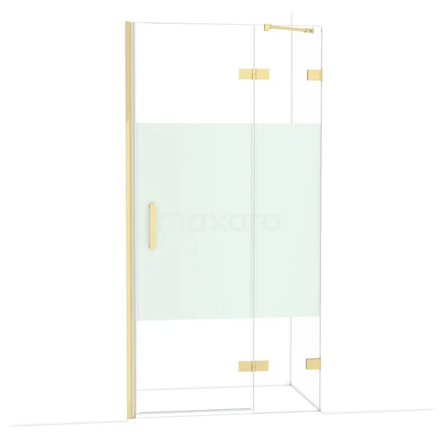 Diamond Douchedeur | 100 cm Glanzend lichtgoud Helder met matte strook Draaideur DDB22462223GLG Diamond Douchedeur | 100 cm Glanzend lichtgoud Helder met matte strook Draaideur DDB22462223GLG