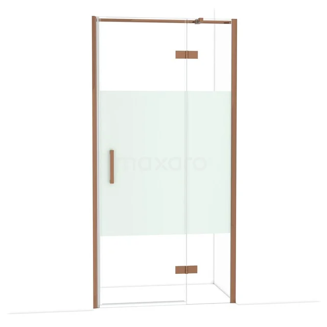 Diamond Douchedeur | 100 cm Glanzend koper Helder met matte strook Draaideur DDB22462313GKP Diamond Douchedeur | 100 cm Glanzend koper Helder met matte strook Draaideur DDB22462313GKP