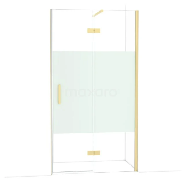 Diamond Shower door | 110 cm Glanzend lichtgoud Clear with matt strip Pivot door DDB22651113GLG