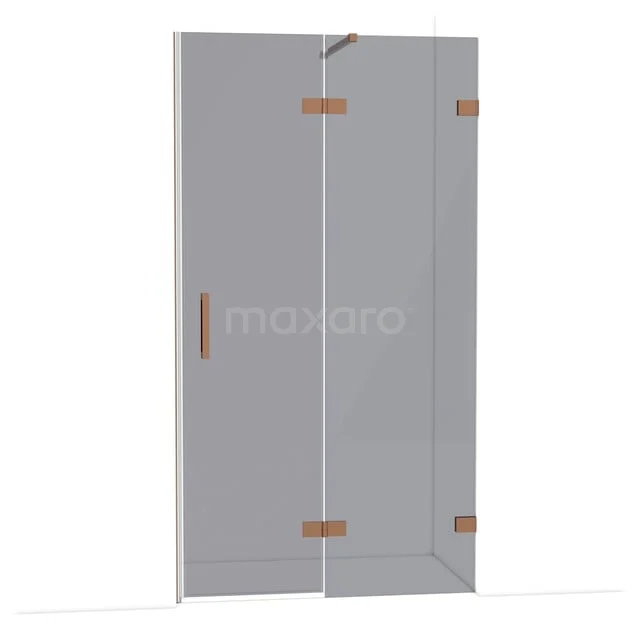 Diamond Douchedeur | 110 cm Glanzend koper Rookglas Draaideur DDB22651121GKP