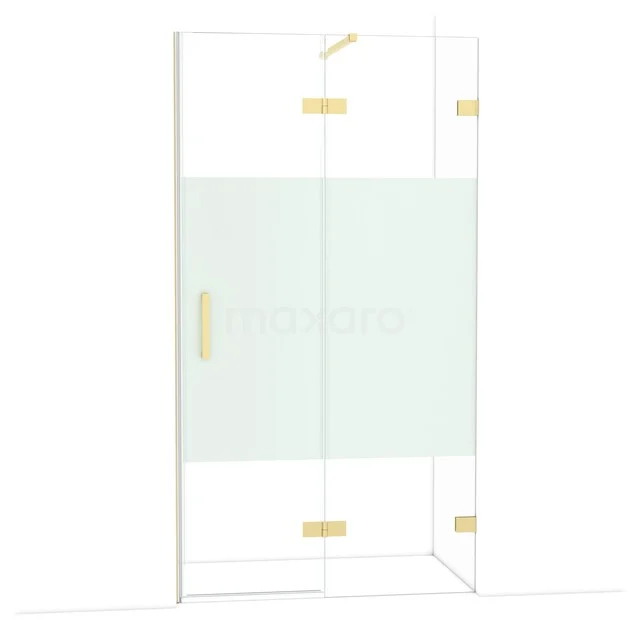 Diamond Shower door | 110 cm Glanzend lichtgoud Clear with matt strip Pivot door DDB22651123GLG Diamond Shower door | 110 cm Glanzend lichtgoud Clear with matt strip Pivot door DDB22651123GLG
