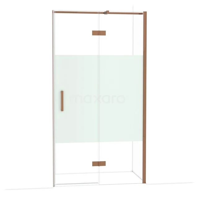 Diamond Douchedeur | 110 cm Glanzend koper Helder met matte strook Draaideur DDB22651313GKP Diamond Douchedeur | 110 cm Glanzend koper Helder met matte strook Draaideur DDB22651313GKP