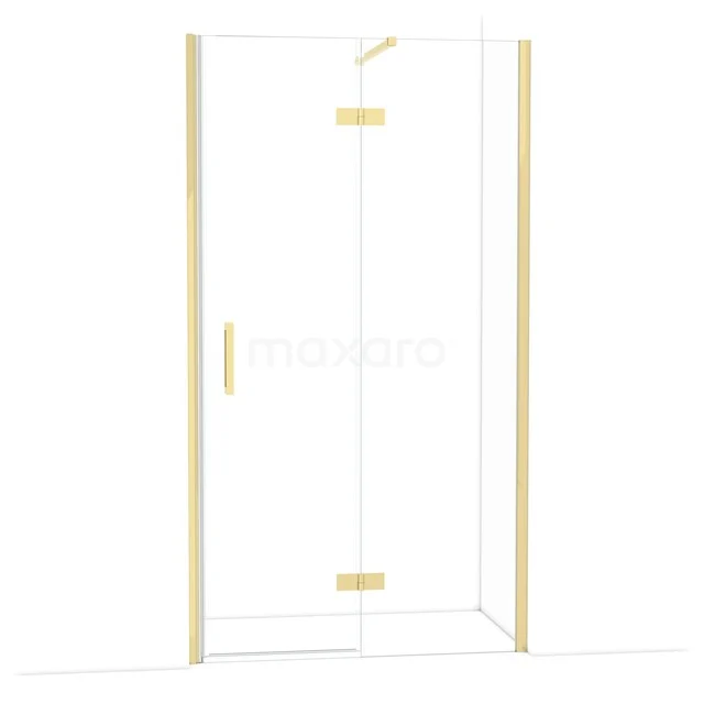 Diamond Duschtür | 110 cm Glänzendes Hellgold Klarglas Drehtür DDB22652110GLG Glas Duschwand mit goldfarbenen Akzenten, Eckaufstellung geeignet für moderne Bäder.