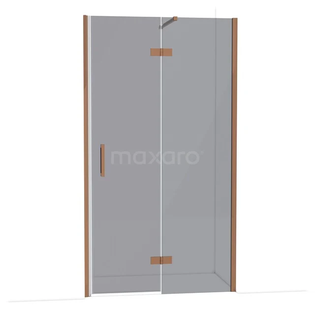 Diamond Shower door | 110 cm Glanzend koper Smoke glass Pivot door DDB22652111GKP Glazen douchedeur met bronskleurige scharnieren en handgreep, geschikt voor moderne badkamers, minimalistisch design.