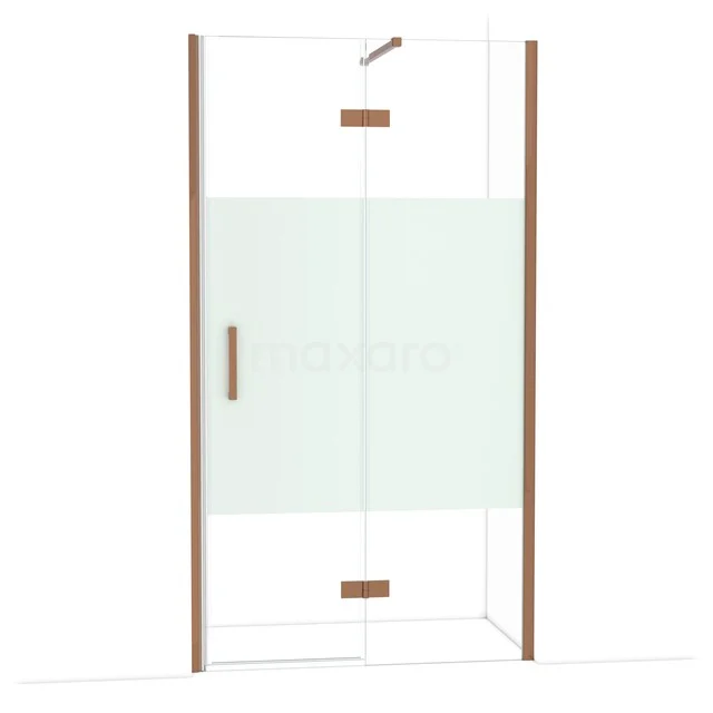 Diamond Shower door | 110 cm Glanzend koper Clear with matt strip Pivot door DDB22652113GKP Diamond Shower door | 110 cm Glanzend koper Clear with matt strip Pivot door DDB22652113GKP