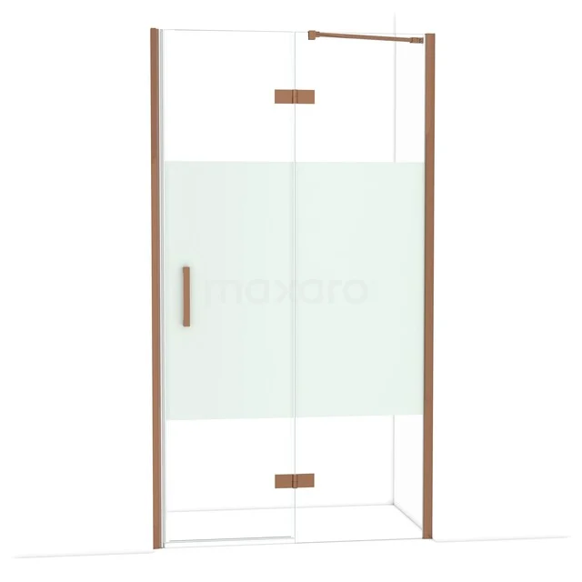 Diamond Shower door | 110 cm Glanzend koper Clear with matt strip Pivot door DDB22652213GKP