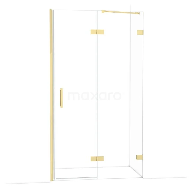 Diamond Duschtür | 110 cm Glänzendes Hellgold Klarglas Drehtür DDB22652220GLG Goldene Eck-Duschkabine mit Glasplatten und fester Tür, elegantes Design, ideal für eine moderne Badezimmer Einrichtung.