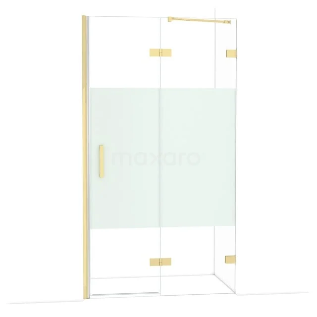 Diamond Douchedeur | 110 cm Glanzend lichtgoud Helder met matte strook Draaideur DDB22652223GLG