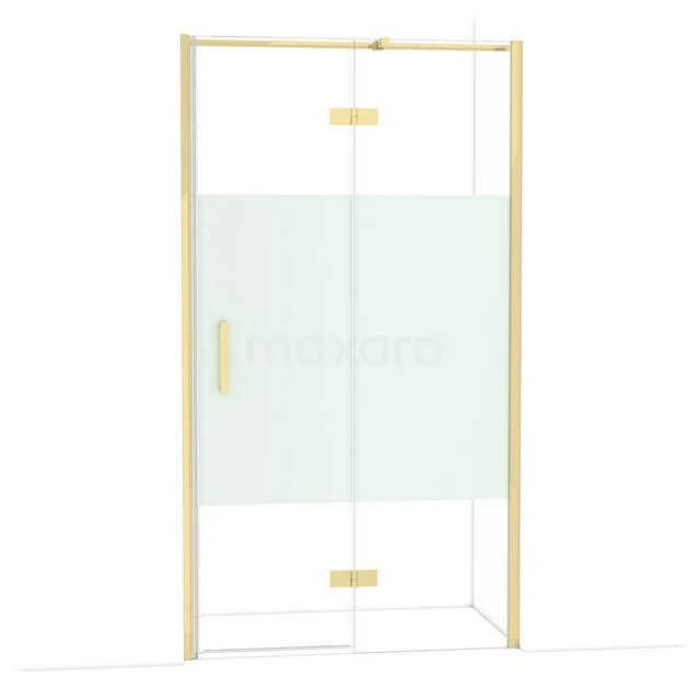 Diamond Shower door | 110 cm Glanzend lichtgoud Clear with matt strip Pivot door DDB22652313GLG