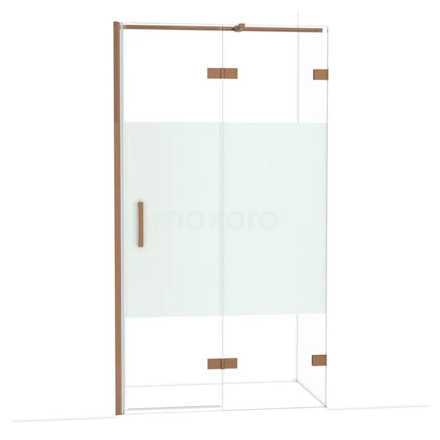 Diamond Douchedeur | 110 cm Glanzend koper Helder met matte strook Draaideur DDB22652323GKP Diamond Douchedeur | 110 cm Glanzend koper Helder met matte strook Draaideur DDB22652323GKP