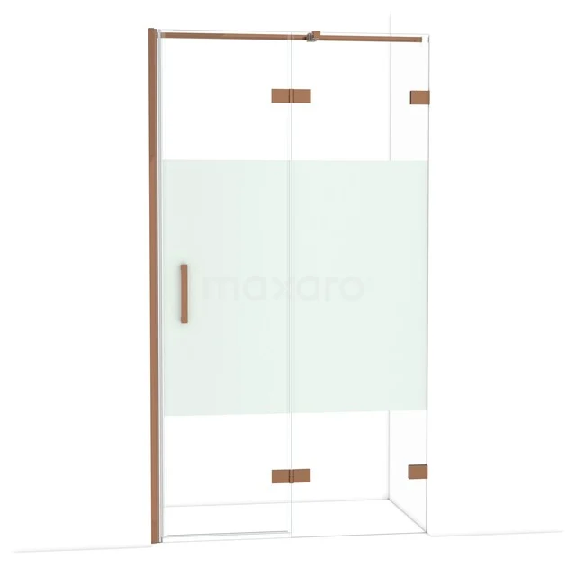 Diamond Shower door | 110 cm Glanzend koper Clear with matt strip Pivot door DDB22652323GKP