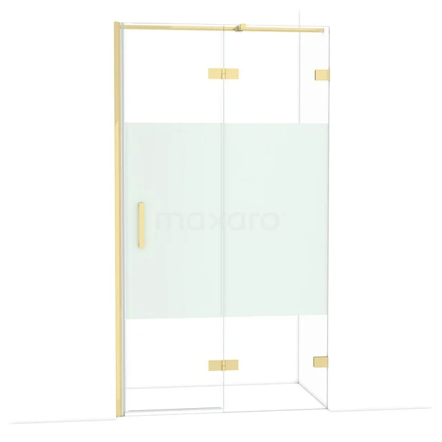 Diamond Shower door | 110 cm Glanzend lichtgoud Clear with matt strip Pivot door DDB22652323GLG