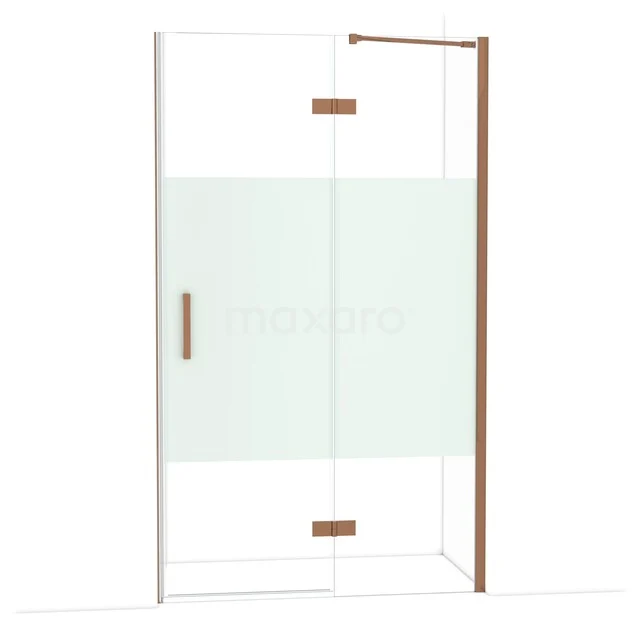 Diamond Shower door | 120 cm Glanzend koper Clear with matt strip Pivot door DDB22661213GKP