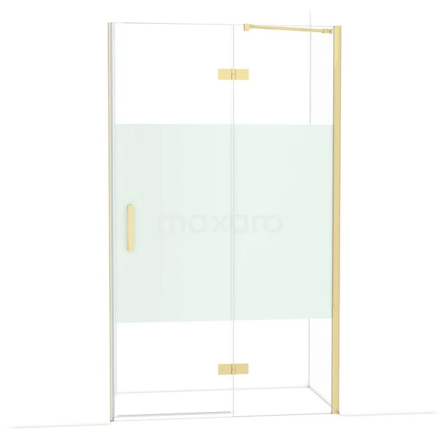Diamond Shower door | 120 cm Glanzend lichtgoud Clear with matt strip Pivot door DDB22661213GLG Diamond Shower door | 120 cm Glanzend lichtgoud Clear with matt strip Pivot door DDB22661213GLG