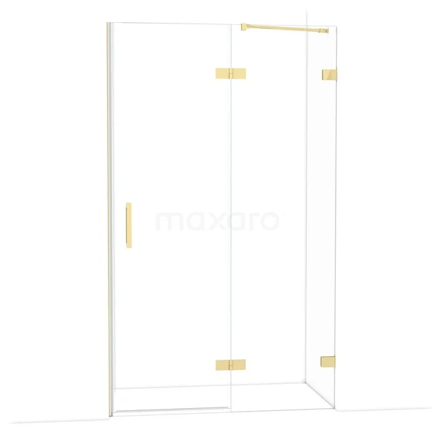 Diamond Shower door | 120 cm Glanzend lichtgoud Clear glass Pivot door DDB22661220GLG