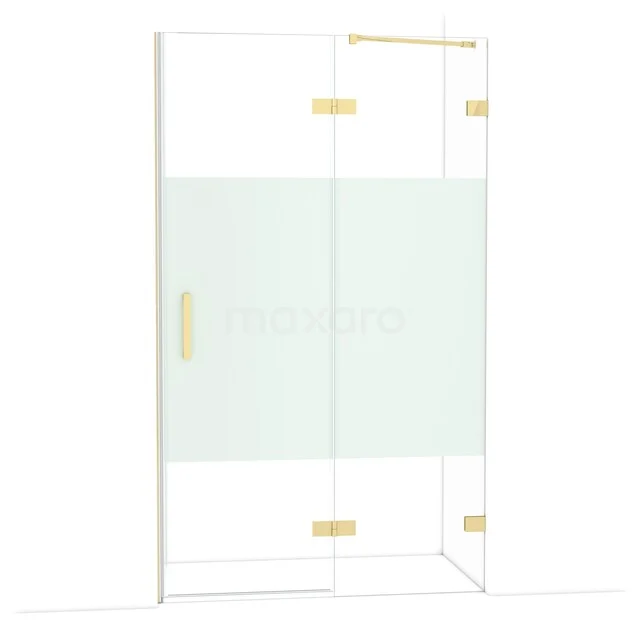 Diamant-Duschtüren DDB22661223GLG Glas Duschwand mit Gold Scharnieren, Mattglas in der Mitte, luxuriöses Design für ein modernes Badezimmer.
