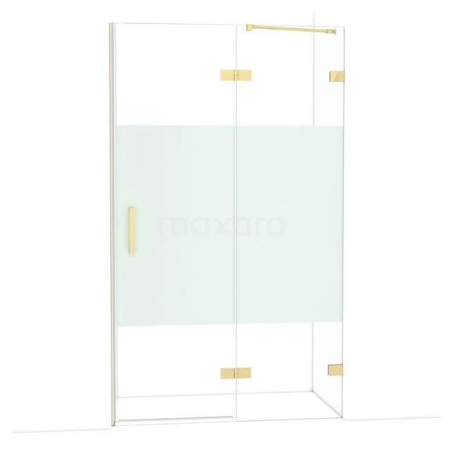 Diamond Douchedeur | 120 cm Glanzend lichtgoud Helder met matte strook Draaideur DDB22661223GLG Diamond Douchedeur | 120 cm Glanzend lichtgoud Helder met matte strook Draaideur DDB22661223GLG