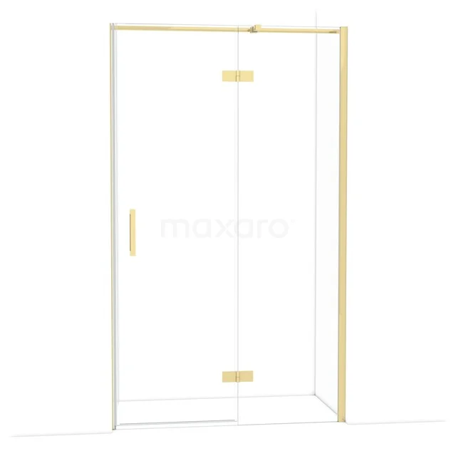 Diamond Shower door | 120 cm Glossy light gold Clear glass Pivot door DDB22661310GLG Glazen hoekdouche met gouden profielen, strak design, ideaal voor een moderne badkamer.