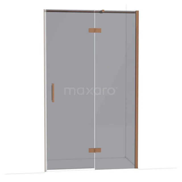 Diamond Shower door | 120 cm Shiny copper Smoke glass Pivot door DDB22661311GKP Shower door with clear glass, copper-coloured hinges and handle, stylish design for a modern bathroom.