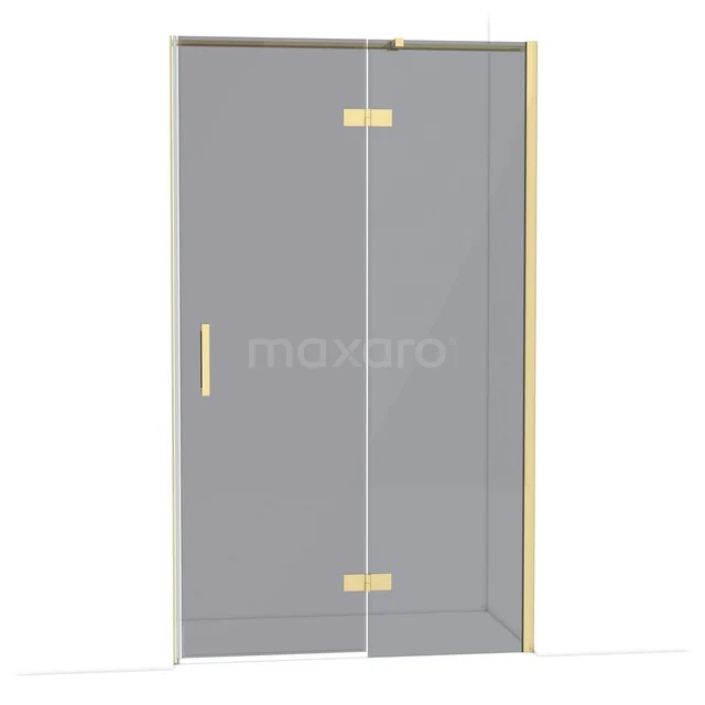 Diamond Shower door | 120 cm Glossy light gold Smoke glass Pivot door DDB22661311GLG Glazen douchedeur goudkleurig beslag, draaideur met strak design, ideaal voor luxe badkamers.