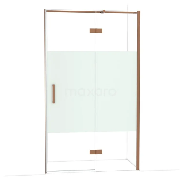 Diamond Shower door | 120 cm Glanzend koper Clear with matt strip Pivot door DDB22661313GKP Diamond Shower door | 120 cm Glanzend koper Clear with matt strip Pivot door DDB22661313GKP
