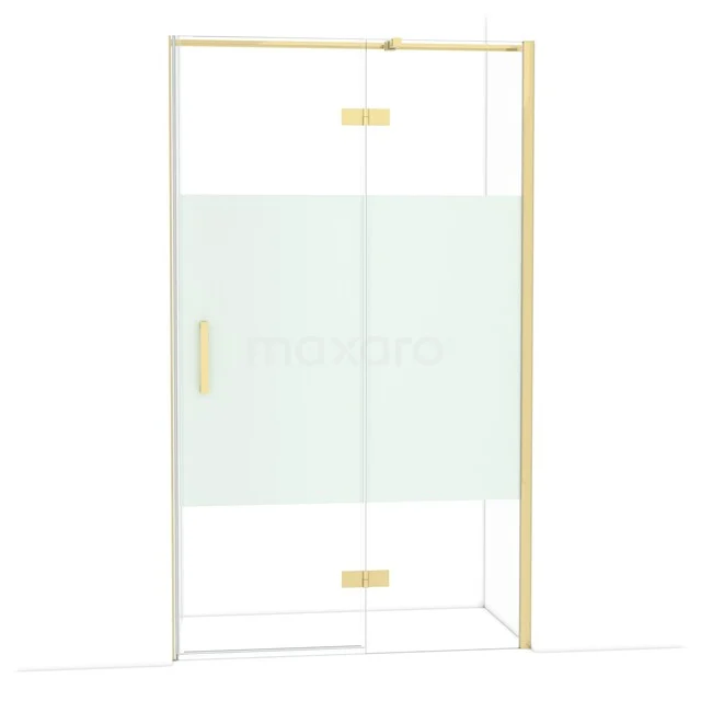 Diamond Douchedeur | 120 cm Glanzend lichtgoud Helder met matte strook Draaideur DDB22661313GLG Diamond Douchedeur | 120 cm Glanzend lichtgoud Helder met matte strook Draaideur DDB22661313GLG