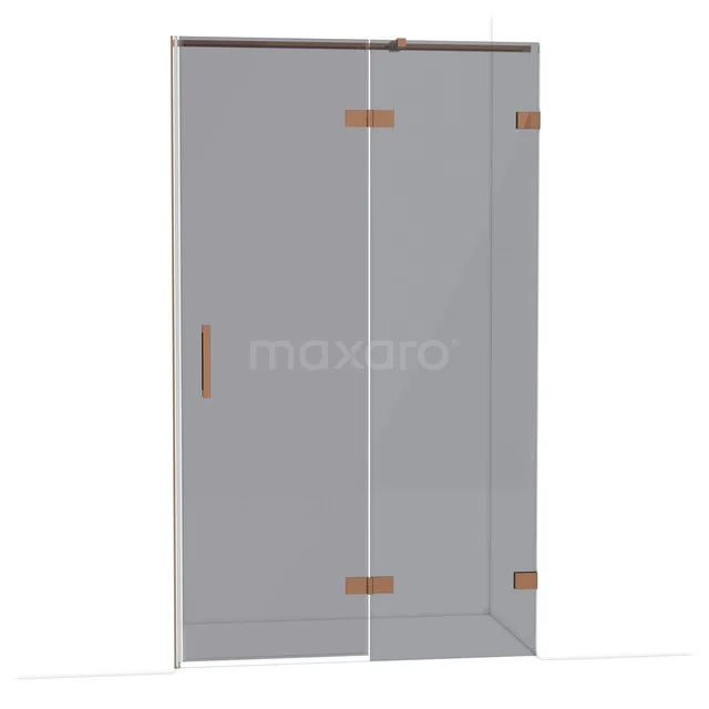 Diamond Douchedeur | 120 cm Glanzend koper Rookglas Draaideur DDB22661321GKP