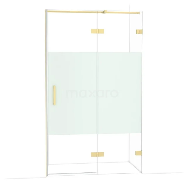 Diamond Shower door | 120 cm Glanzend lichtgoud Clear with matt strip Pivot door DDB22661323GLG Diamond Shower door | 120 cm Glanzend lichtgoud Clear with matt strip Pivot door DDB22661323GLG