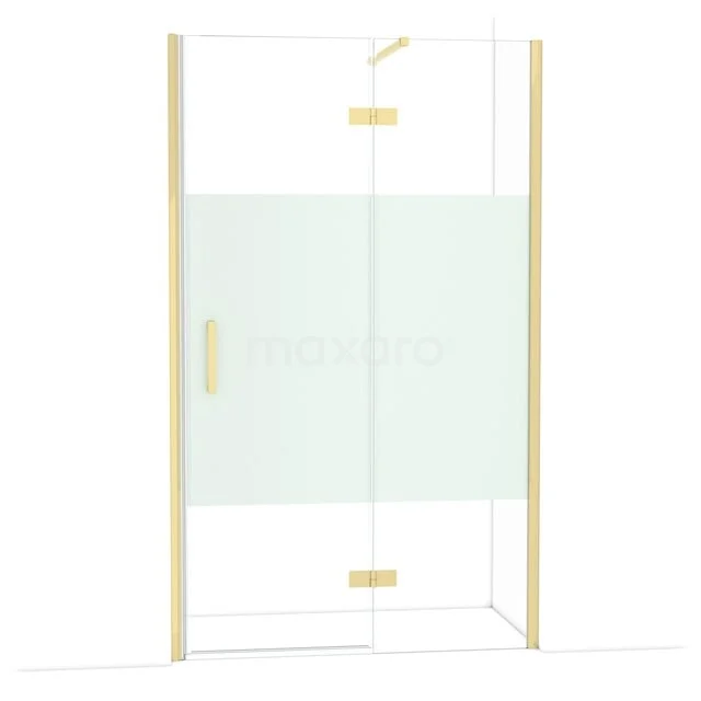 Diamond Douchedeur | 120 cm Glanzend lichtgoud Helder met matte strook Draaideur DDB22662113GLG