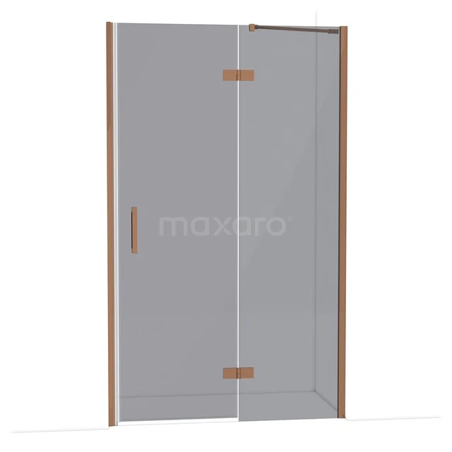 Diamond Shower door | 120 cm Shiny copper Smoke glass Pivot door DDB22662211GKP Douchedeur glas met koperkleurige accenten, modern design, ideaal voor een stijlvolle badkamer.