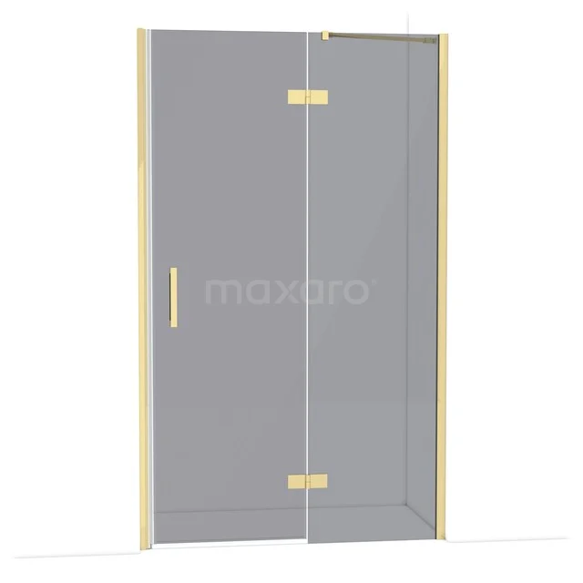 Diamond Shower door | 120 cm Glossy light gold Smoke glass Pivot door DDB22662211GLG Glazen douchedeur met gouden accenten, modern design, perfect voor een stijlvolle badkamer.