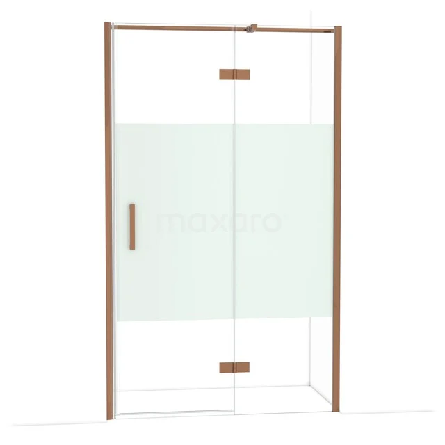 Diamond Shower door | 120 cm Glanzend koper Clear with matt strip Pivot door DDB22662313GKP Diamond Shower door | 120 cm Glanzend koper Clear with matt strip Pivot door DDB22662313GKP