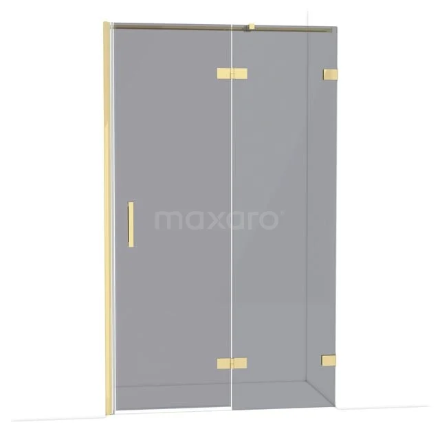 Diamond Douchedeur | 120 cm Glanzend lichtgoud Rookglas Draaideur DDB22662321GLG