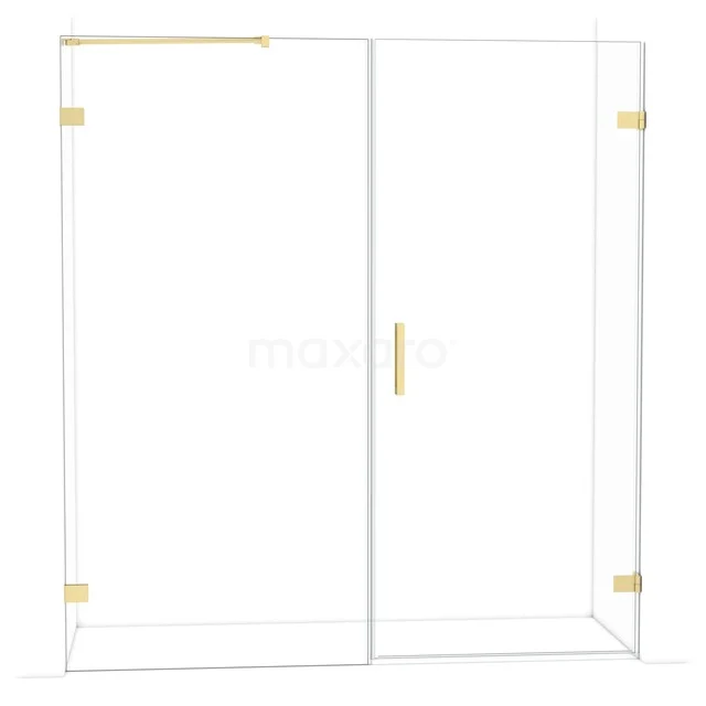 Diamond Duschtür | 185 cm Helles Gold Klarglas Drehtür DDC220910220LG Glas Duschwand mit Gold Details, modernem Rahmen und minimalistischem Design, ideal für elegante Badezimmergestaltung.