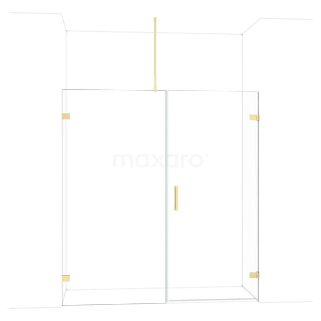 Diamond Douchedeur | 185 cm Glanzend lichtgoud Helder glas Draaideur DDC220910720GLG