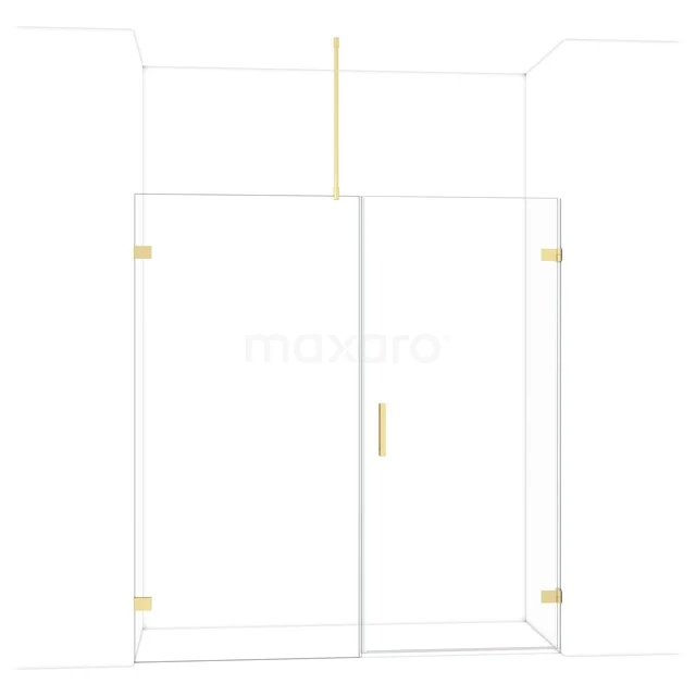Diamant-Duschtüren DDC220910720LG Duschkabine mit goldfarbenen Akzenten, Klarglas und rahmenlosem Design, ideal für ein luxuriöses Badezimmererlebnis.