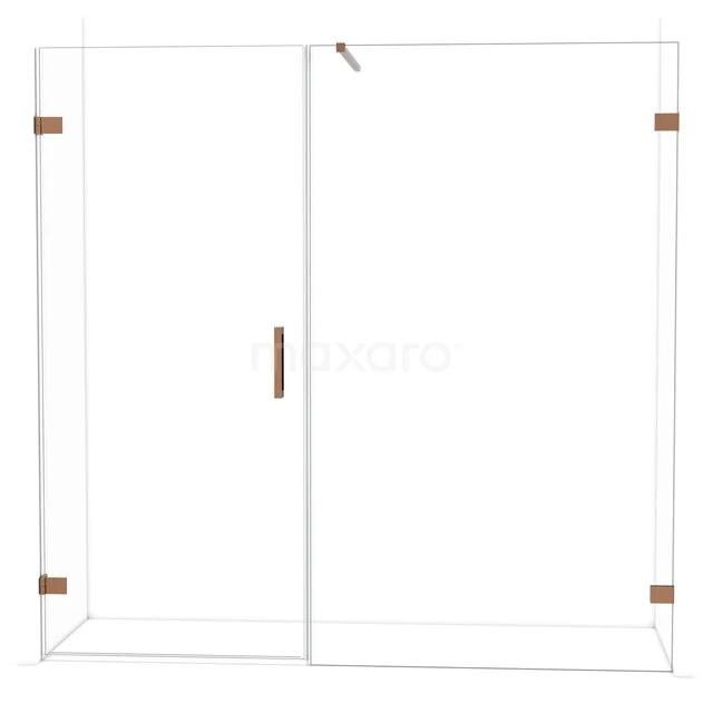 Diamond Douchedeur | 205 cm Glanzend koper Helder glas Draaideur DDC220912120GKP