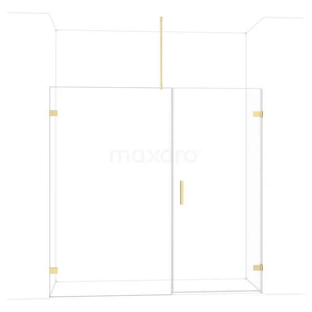 Glas Duschwand mit Goldakzenten, modernes Design für luxuriöses Badezimmer, Klarglas und robuste Konstruktion.