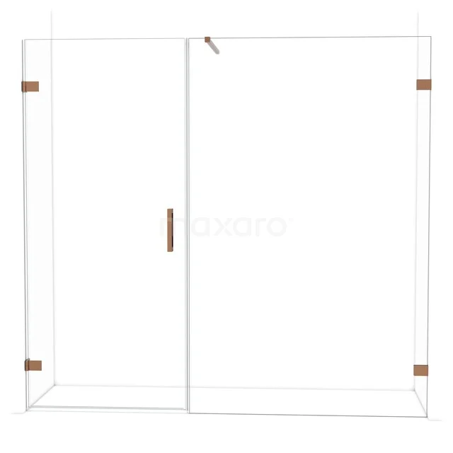 Diamond Douchedeur | 215 cm Glanzend koper Helder glas Draaideur DDC220913120GKP