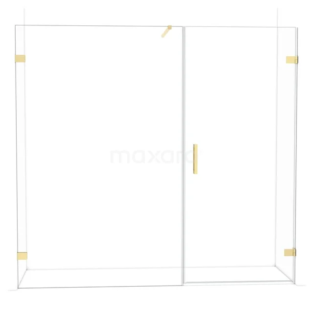 Diamond Douchedeur | 215 cm Glanzend lichtgoud Helder glas Draaideur DDC220913120GLG