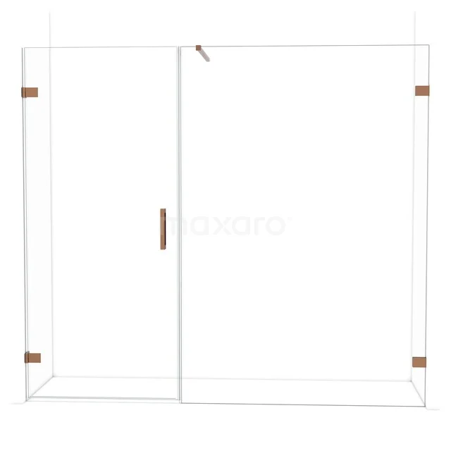 Diamond Douchedeur | 225 cm Glanzend koper Helder glas Draaideur DDC220914120GKP