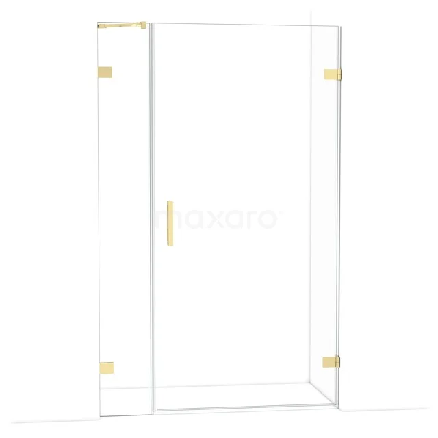 Douchecabine glas met goudkleurige details, moderne rechthoekige vorm, ideaal voor een stijlvolle badkamerinrichting.