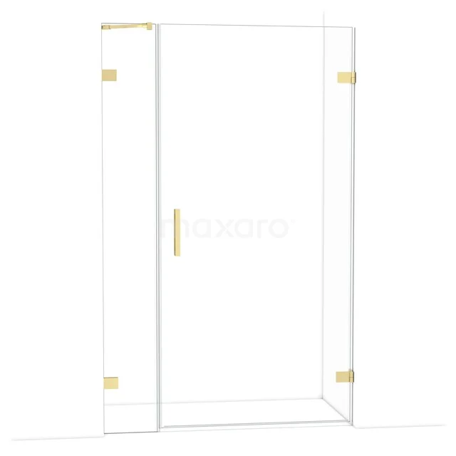 Diamond Duschtür | 125 cm Helles Gold Klarglas Drehtür DDC221003220LG Glasene Duschtür mit goldenen Scharnieren und Haltegriff, modernes Design für luxuriösen Badezimmerstil.