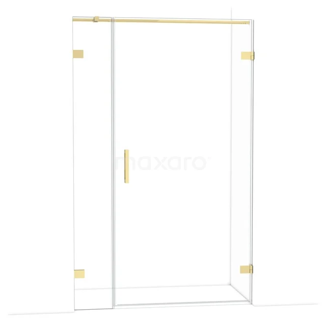 Diamond Shower door | 125 cm Shiny light gold Clear glass Pivot door DDC221003320GLG Glass shower door with gold accents, sleek finish and modern design, perfect for a stylish bathroom.